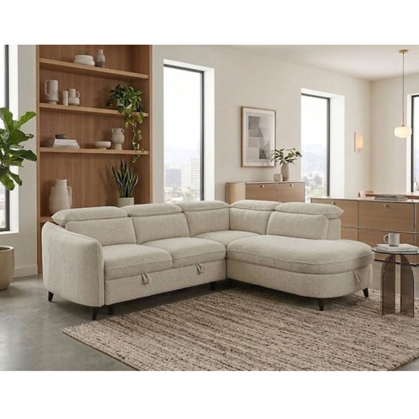 Quinton RHF Corner Sofabed - Beige