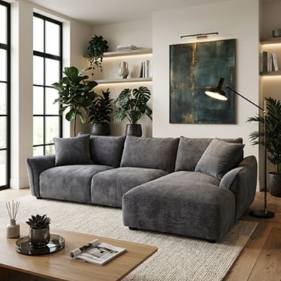 Rochester RHF Chaise Sofa - Grey