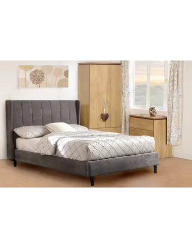 Amelia 4FT6 Bed - Dark Grey Fabric