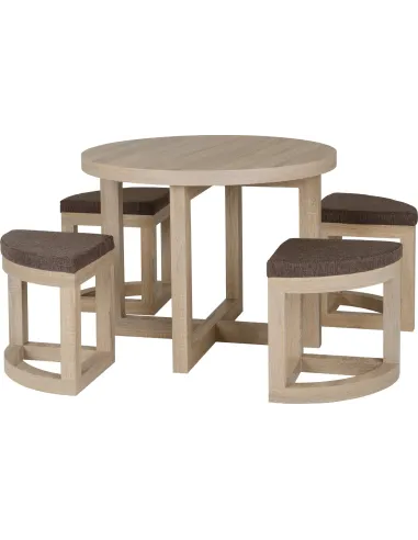 Cambourne Stowaway Dining Set (x4 Chairs) - Light Sonoma Oak