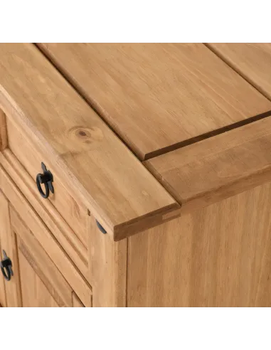 Corona 1 Drawer 1 Door Bedside Locker - Distressed Waxed Pine