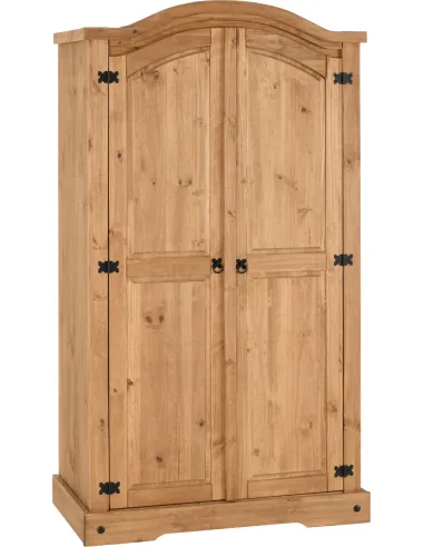 Corona 2 Door Wardrobe - Distressed Waxed Pine