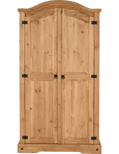 Corona 2 Door Wardrobe - Distressed Waxed Pine