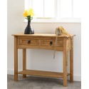 Corona 2 Drawer Console Table With Shelf - Distressed Waxed Pine