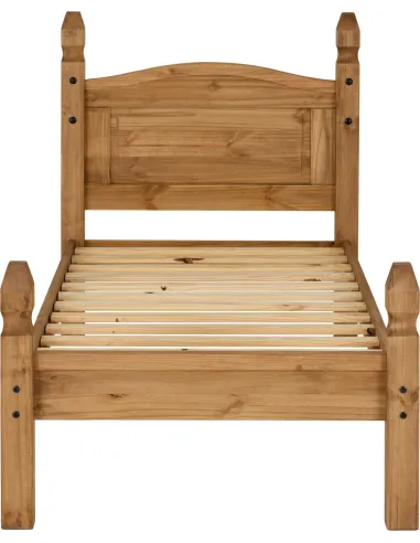 Corona 3FT Low End Bedframe - Distressed Waxed Pine