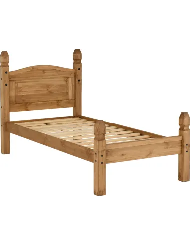 Corona 3FT Low End Bedframe - Distressed Waxed Pine