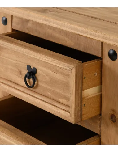 Corona 3 Drawer Bedside Locker - Distressed Waxed Pine