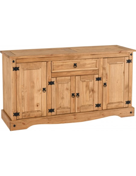 Corona 4 Door 1 Drawer Sideboard - Distressed Waxed Pine