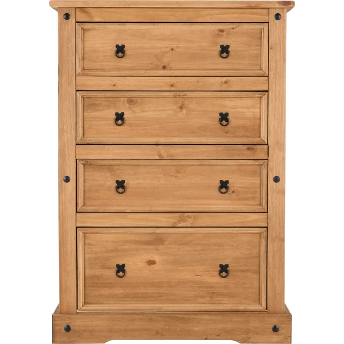 Corona 4 Drawer Chest - Distressed Waxed Pine