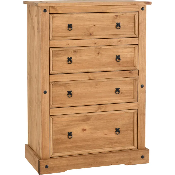 Corona 4 Drawer Chest - Distressed Waxed Pine