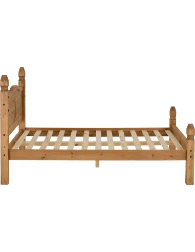 Corona 4FT6 Low End Bedframe - Distressed Waxed Pine