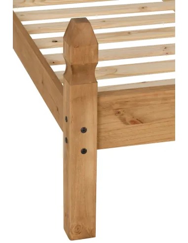 Corona 4FT6 Low End Bedframe - Distressed Waxed Pine