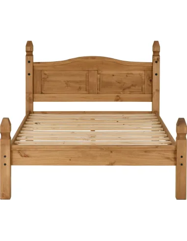 Corona 4FT6 Low End Bedframe - Distressed Waxed Pine
