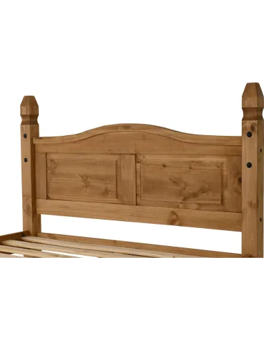 Corona 4FT6 Low End Bedframe - Distressed Waxed Pine
