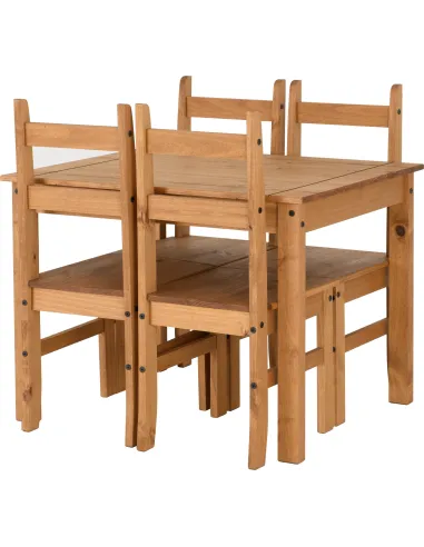 Corona Budget Dining Set - Distressed Waxed Pine