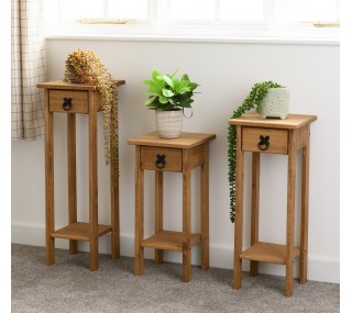Corona 3x Plant Stands - Distressed Waxed Pine | furniture shop carlow, furniture carlow, furniture naas, furniture wexford, furniture ireland, furniture stores dublin