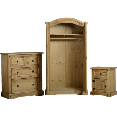 Corona Trio Bedroom Set - Distressed Waxed Pine
