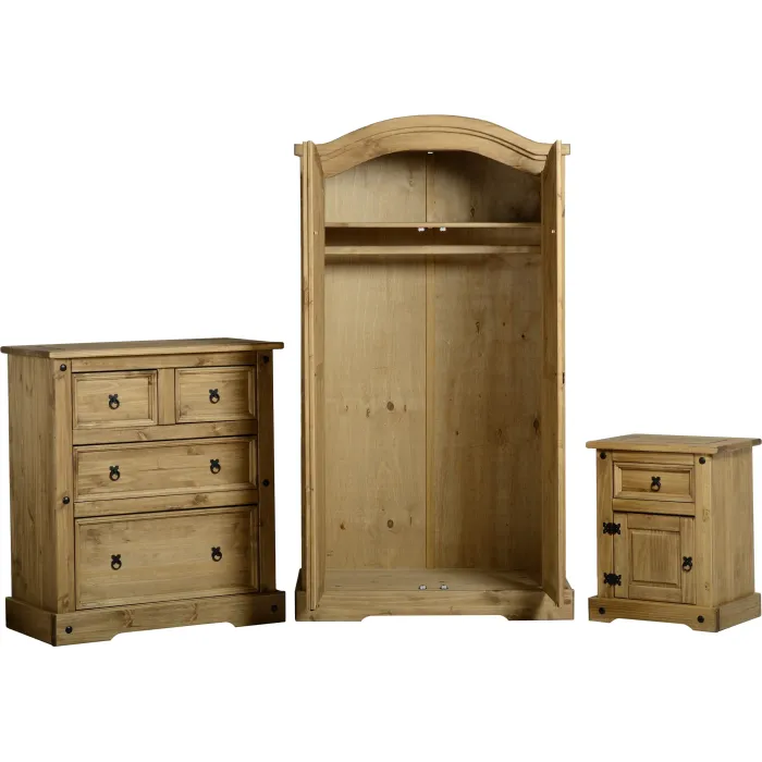 Corona Trio Bedroom Set - Distressed Waxed Pine