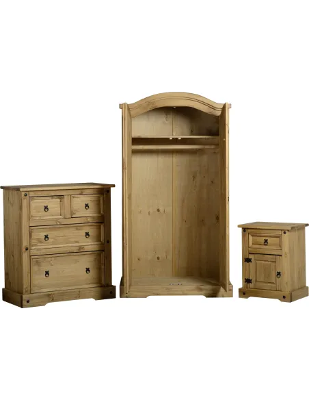 Corona Trio Bedroom Set - Distressed Waxed Pine