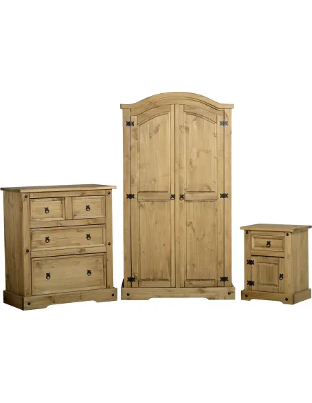 Corona Trio Bedroom Set - Distressed Waxed Pine