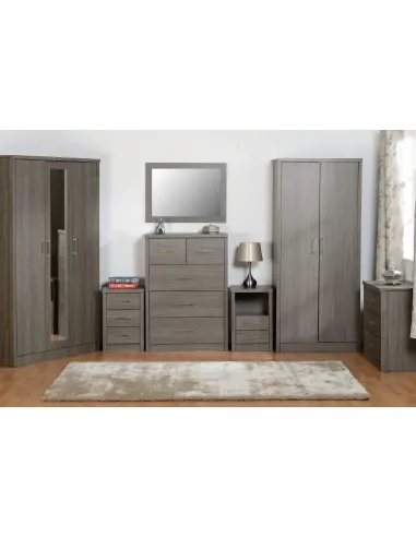 Lisbon 2 Door Wardrobe - Black  Wood Grain