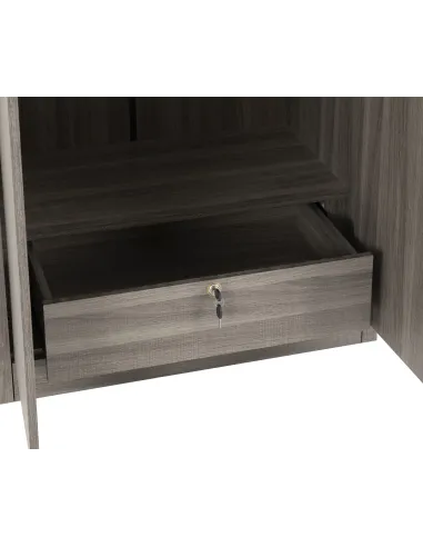 Lisbon 2 Door Wardrobe - Black  Wood Grain