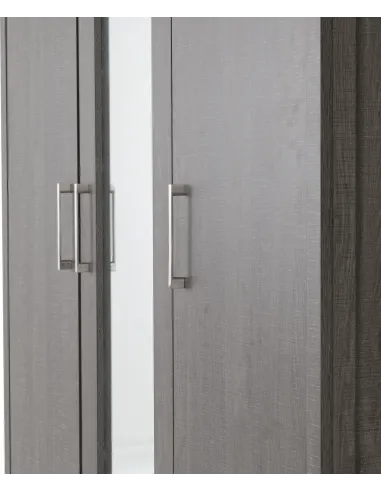 Lisbon 3 Door Wardrobe - Black  Wood Grain