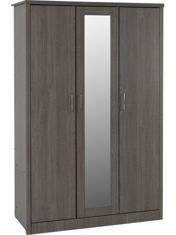 Lisbon 3 Drawer Wardrobe - Black Wood Grain