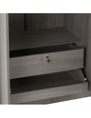 Lisbon 3 Door Wardrobe - Black  Wood Grain
