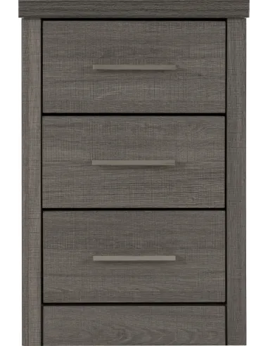 Lisbon 3 Drawer Bedside Locker - Black  Wood Grain