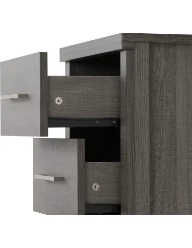 Lisbon 3 Drawer Bedside Locker - Black  Wood Grain