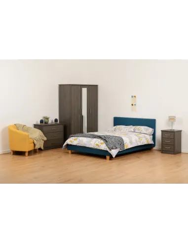 Lisbon 3 Drawer Bedside Locker - Black  Wood Grain