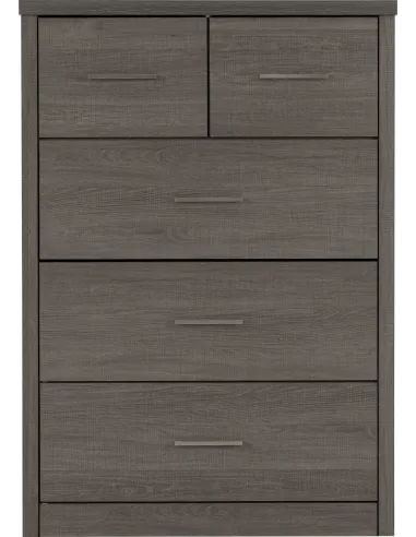 Lisbon 3+2 Drawer Chest - Black  Wood Grain
