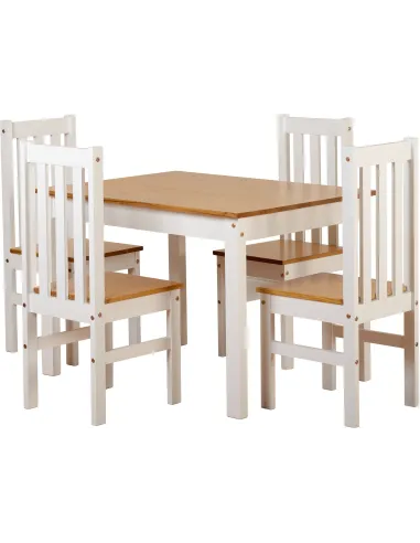 Ludlow 1+4 Dining Set - White/Oak Effect