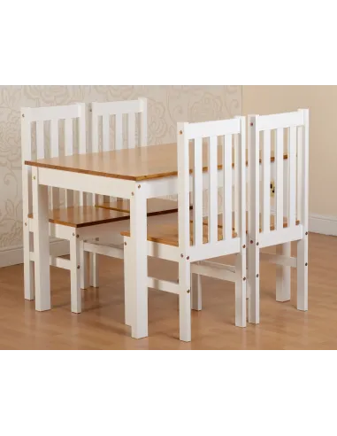 Ludlow 1+4 Dining Set - White/Oak Effect