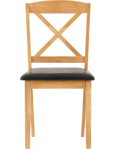 Mason Double Drop Leaf Dining Set (x2 Chairs) - Oak Varnish/Brown PU