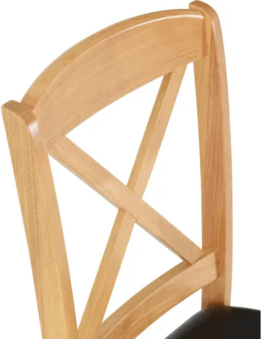 Mason Double Drop Leaf Dining Set (x2 Chairs) - Oak Varnish/Brown PU