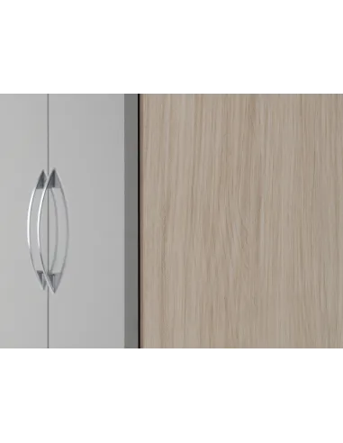 Nevada 2 Door 1 Drawer Wardrobe - Grey Gloss/Light Oak