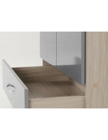 Nevada 2 Door 1 Drawer Wardrobe - Grey Gloss/Light Oak