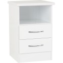 Nevada 2 Drawer Bedside Locker - White Gloss