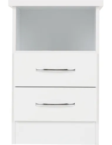 Nevada 2 Drawer Bedside Locker - White Gloss