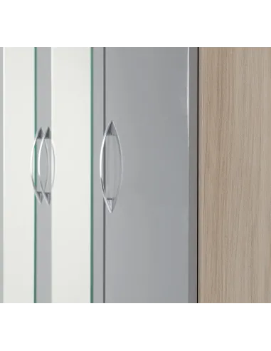 Nevada 3 Door 2 Drawer Wardrobe - Grey Gloss/Light Oak Effect Veneer