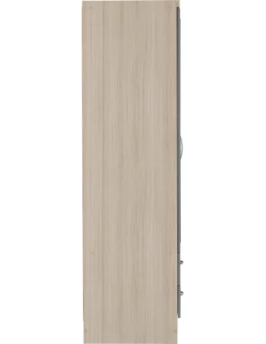 Nevada 3 Door 2 Drawer Wardrobe - Grey Gloss/Light Oak Effect Veneer