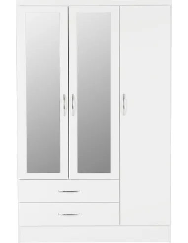 Nevada 3 Door 2 Drawer Wardrobe - White Gloss