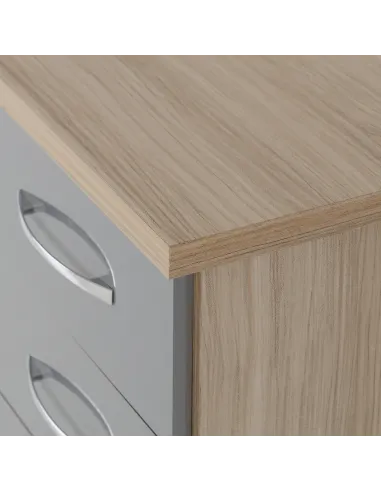 Nevada 3 Drawer Bedside Locker - Grey Gloss/Light Oak Effect Veneer