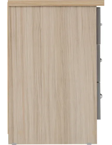Nevada 3 Drawer Bedside Locker - Grey Gloss/Light Oak Effect Veneer