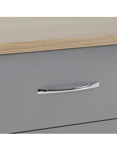 Nevada 3 Drawer Chest - Grey Gloss/Light Oak Effect Veneer