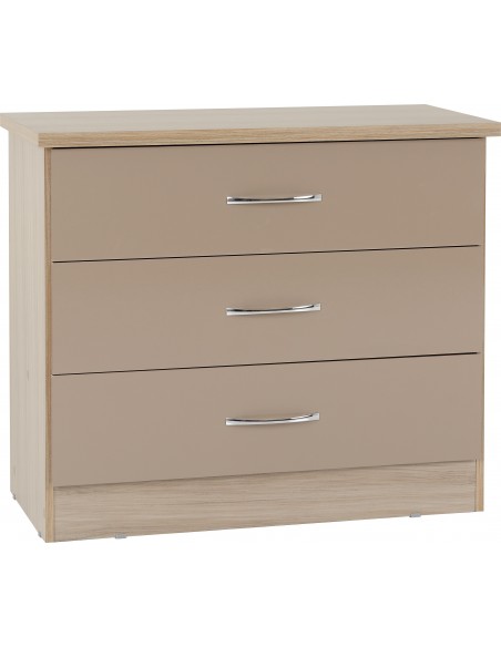 Nevada 3 Drawer Chest - Oyster Gloss/Light Oak