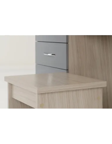 Nevada Dressing Table Set - Grey Gloss/Light Oak Effect Veneer