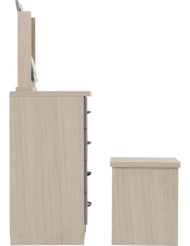 Nevada Dressing Table Set - Grey Gloss/Light Oak Effect Veneer